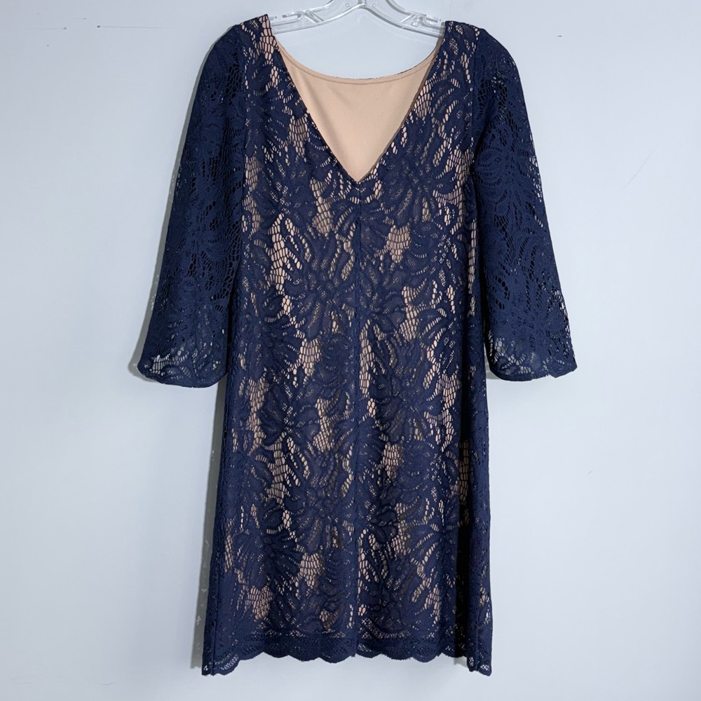Lilly Pulitzer Belmont Navy Lace Dress Size S Bell Sleeves Cocktail Party Preppy - Picture 7 of 14